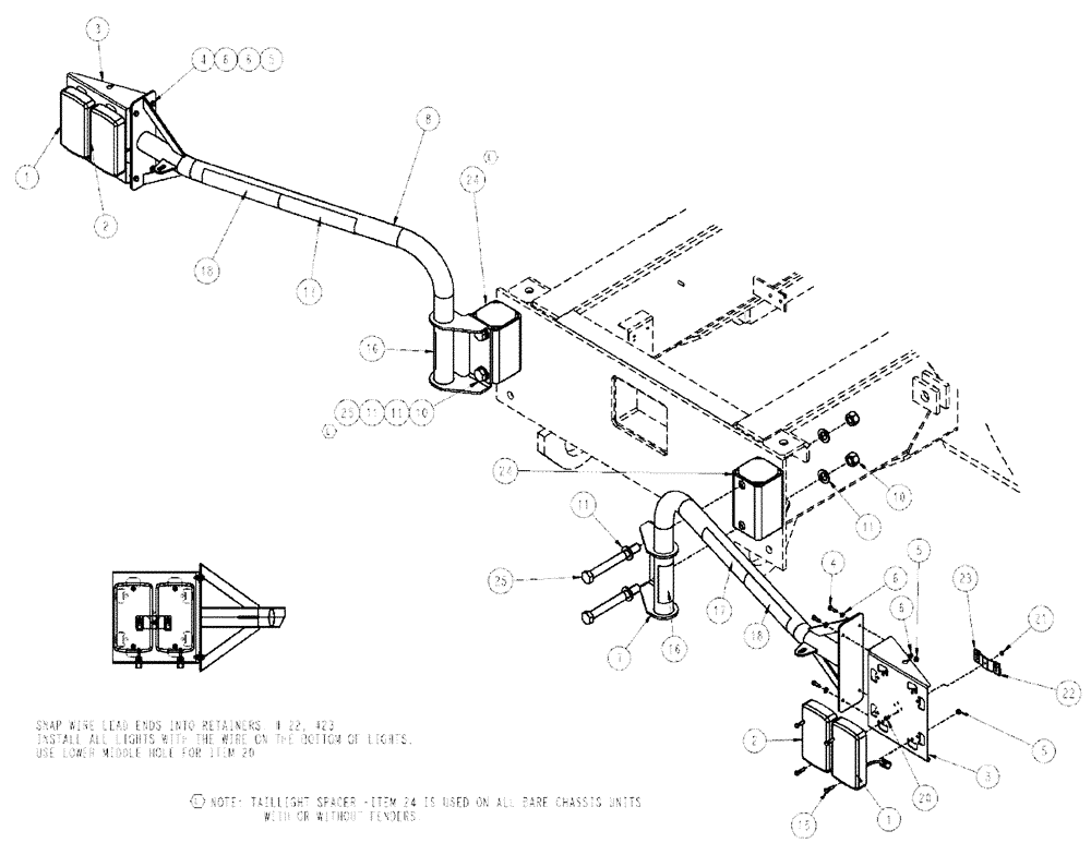 Схема запчастей Case IH TITAN 3020 - (10-012) - TAIL LIGHT ASSEMBLY (BARE CHASSIS ONLY) Options