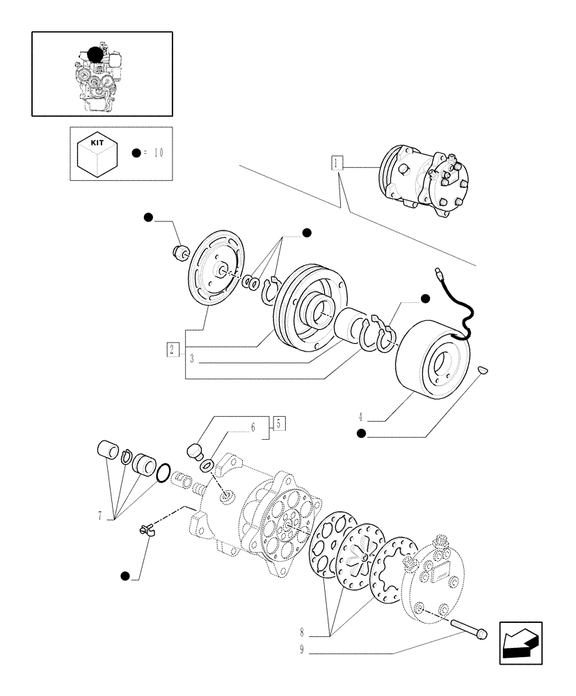 Схема запчастей Case IH JX1095N - (0.88.0/ A) - (VAR.608) COMPRESSOR, AIR CONDITIONING - PARTS (01) - ENGINE