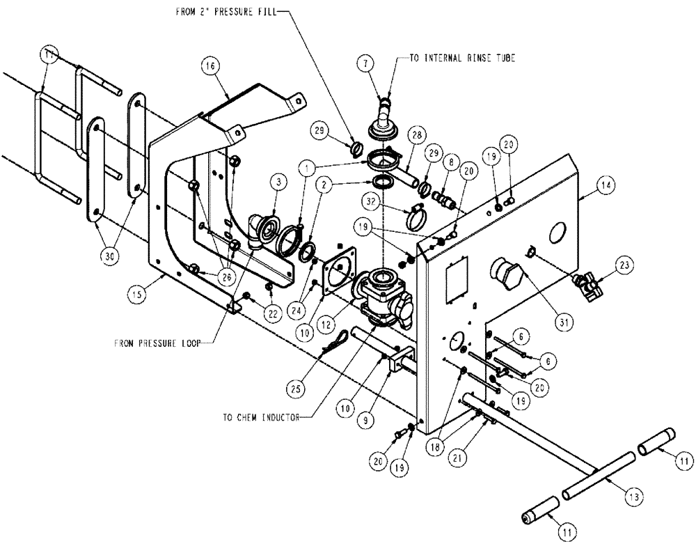 Схема запчастей Case IH SPX3310 - (09-012) - OPERATOR STATION GROUP Liquid Plumbing