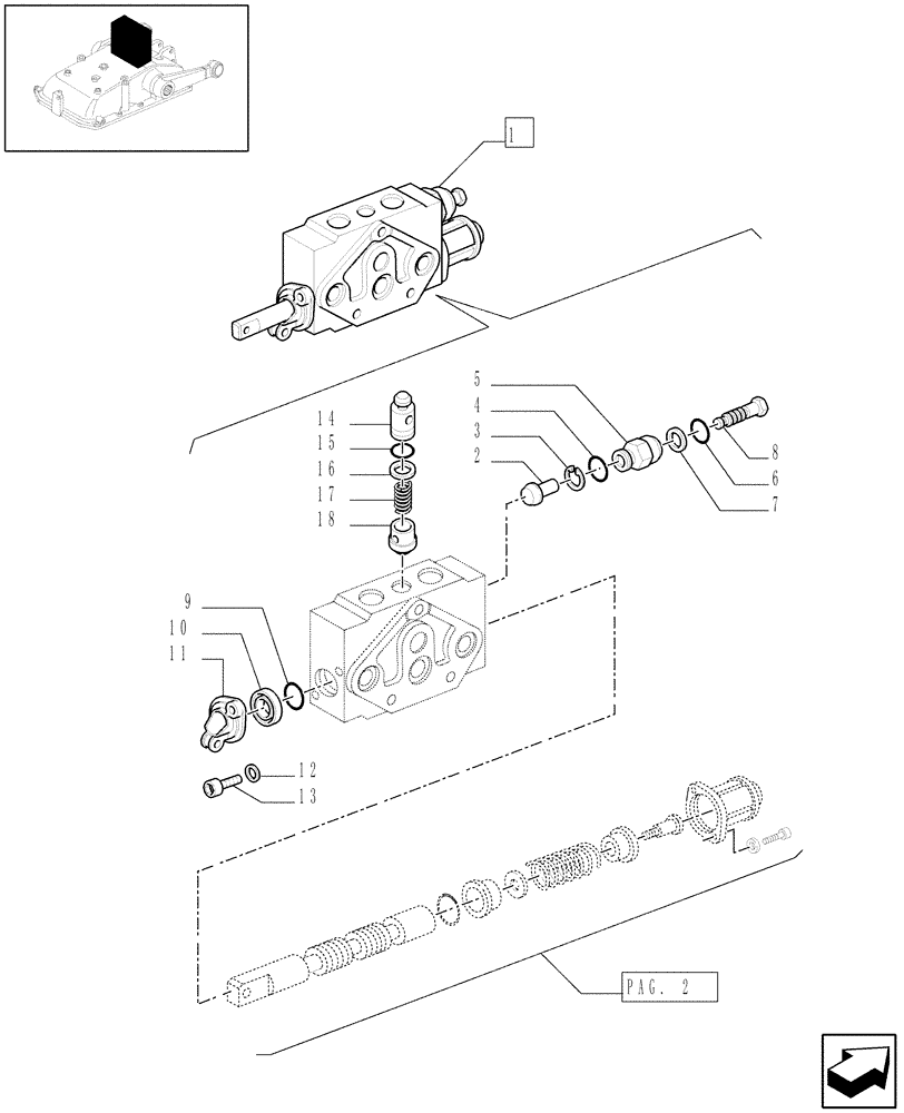 Схема запчастей Case IH JX1095N - (1.82.7/ D[01]) - SIMPLE DOUBLE EFFECT DISTRIBUTOR - BREAKDOWN - D5484 (07) - HYDRAULIC SYSTEM