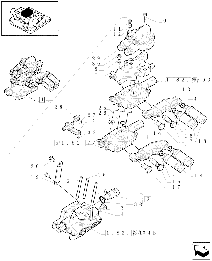 Схема запчастей Case IH MAXXUM 115 - (1.82.7/30A) - 2 REMOTE VALVE & RELATED PARTS (VAR.330844) (07) - HYDRAULIC SYSTEM