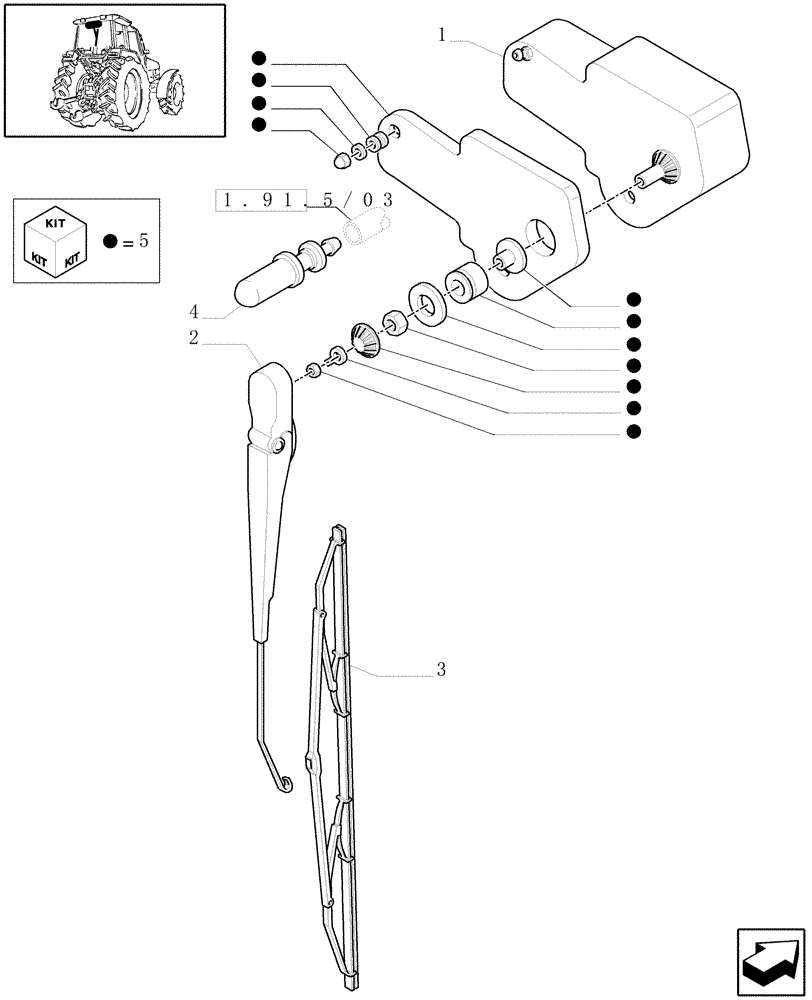 Схема запчастей Case IH MAXXUM 115 - (1.91.5/02) - REAR WINDSHIELD WIPER (VAR.330676) (10) - OPERATORS PLATFORM/CAB