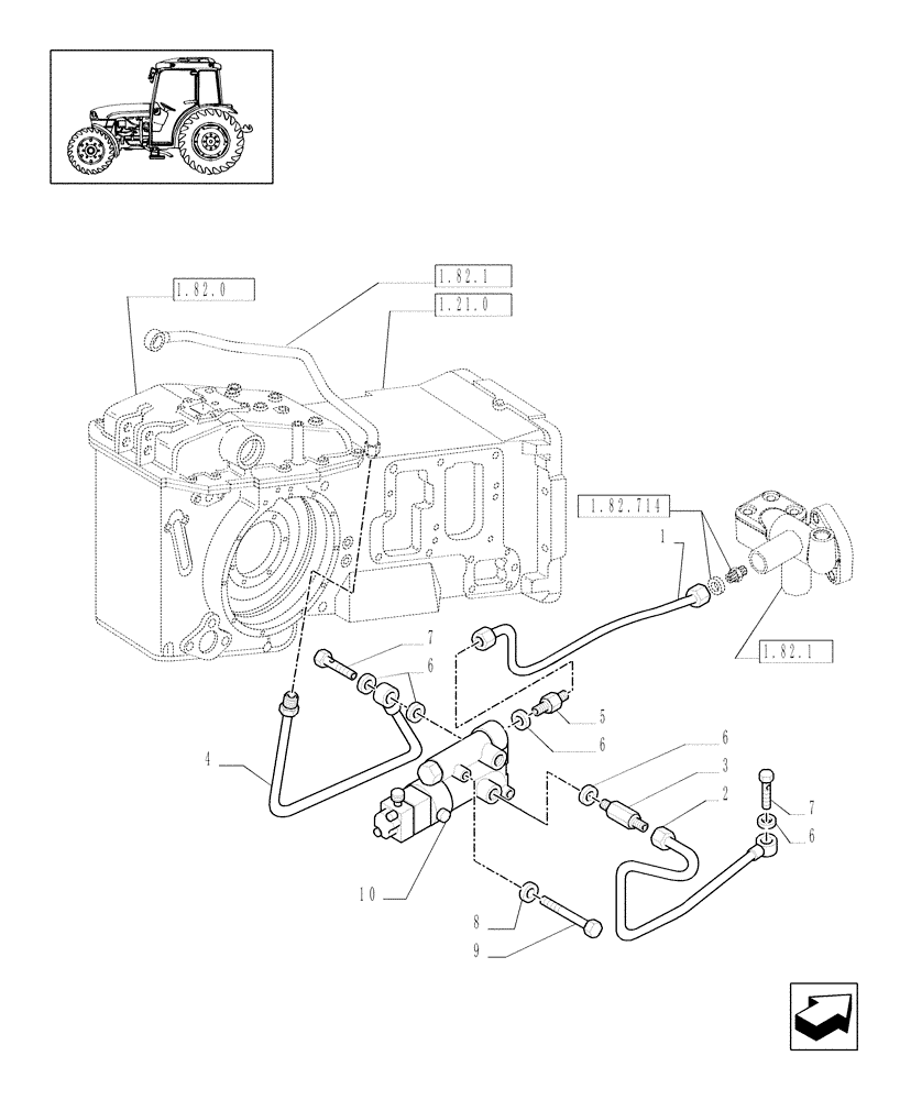 Схема запчастей Case IH JX1085C - (710372290[01]) - (DIA KIT) TRAILER BRAKE VALVE (ITALY) (18) - VARIATIONS