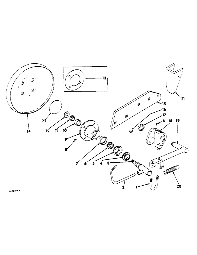 Схема запчастей Case IH 411 - (V-18) - REAR FURROW STEEL WHEEL UNIT SPRING LOADED, 1964 AND UP 