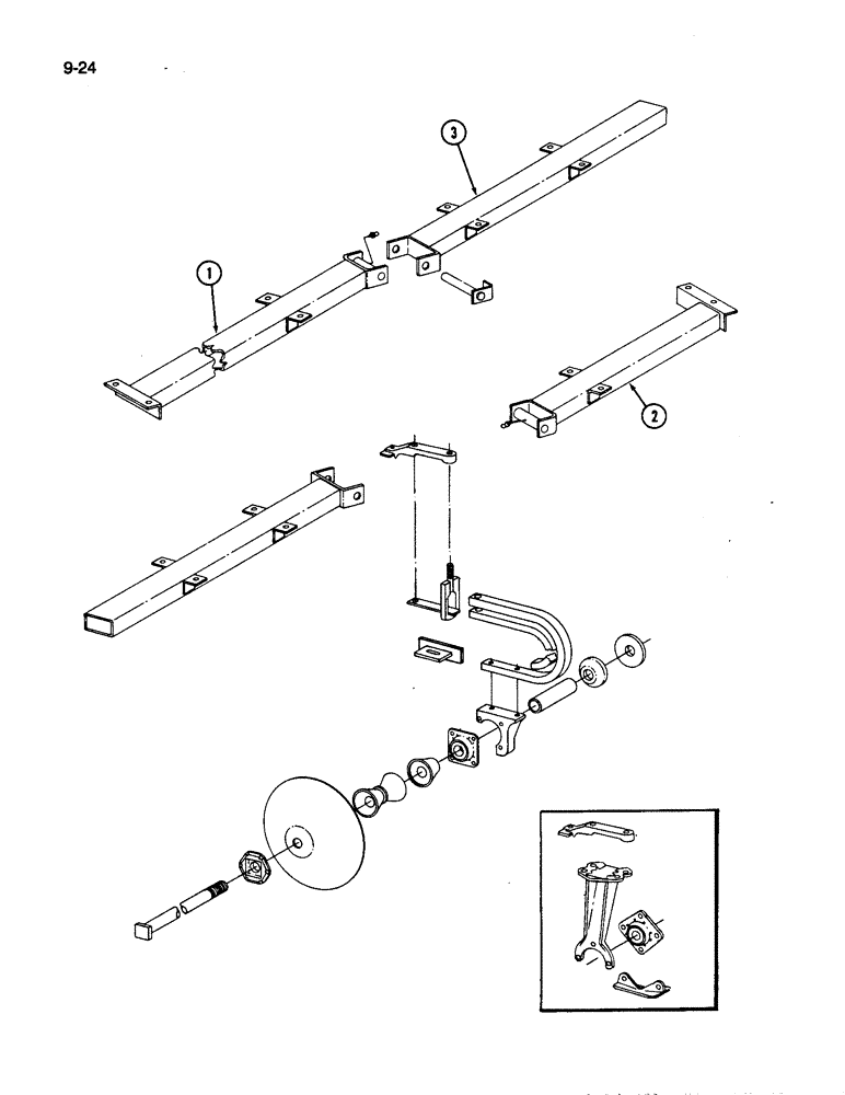 Схема запчастей Case IH 496 - (9-24) - DISC AND GANG 1-1/2 INCH ROUND ARBOR BOLT (09) - CHASSIS/ATTACHMENTS