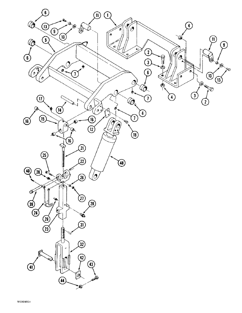 Схема запчастей Case IH 9310 - (9-002) - HITCH ROCKERSHAFT, PRIOR TO P.I.N. JEE0071001 (09) - CHASSIS/ATTACHMENTS