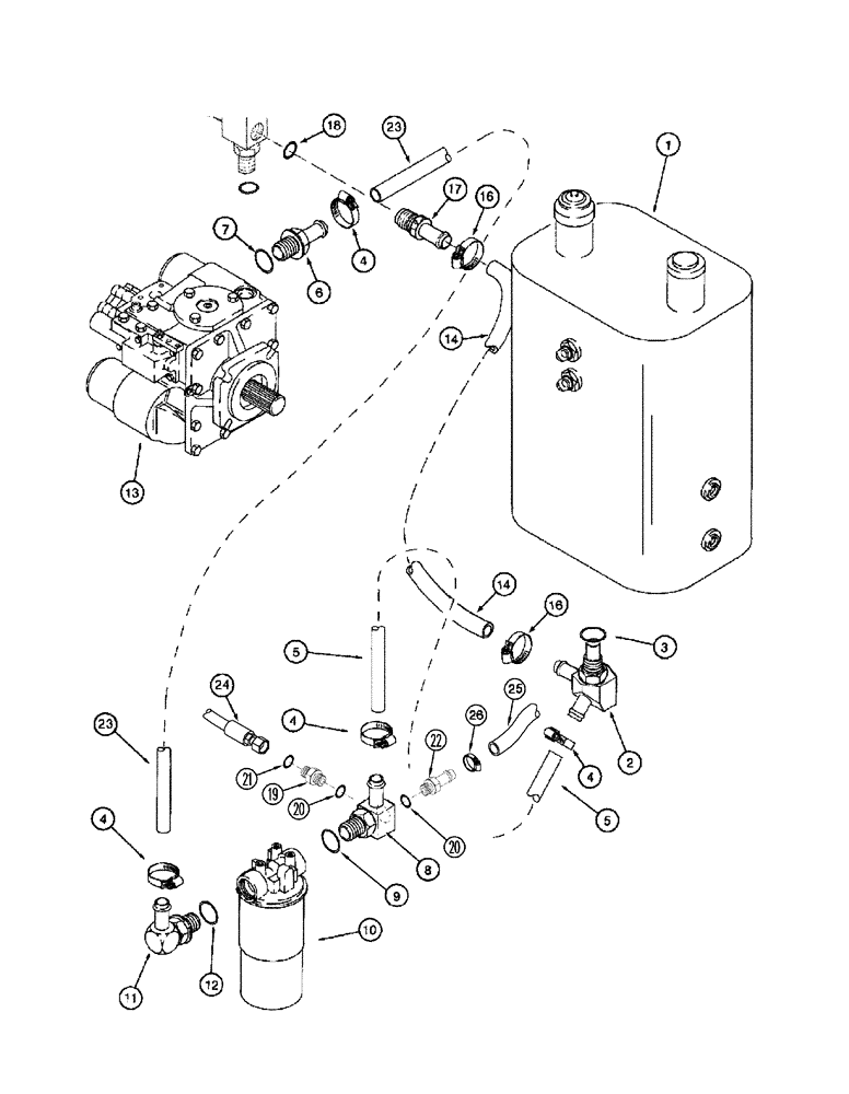 Схема запчастей Case IH 2366 - (08-02[02]) - HYDRAULICS - RESERVOIR TO HYDROSTATIC PUMP - ASN JJC0255700 (07) - HYDRAULICS