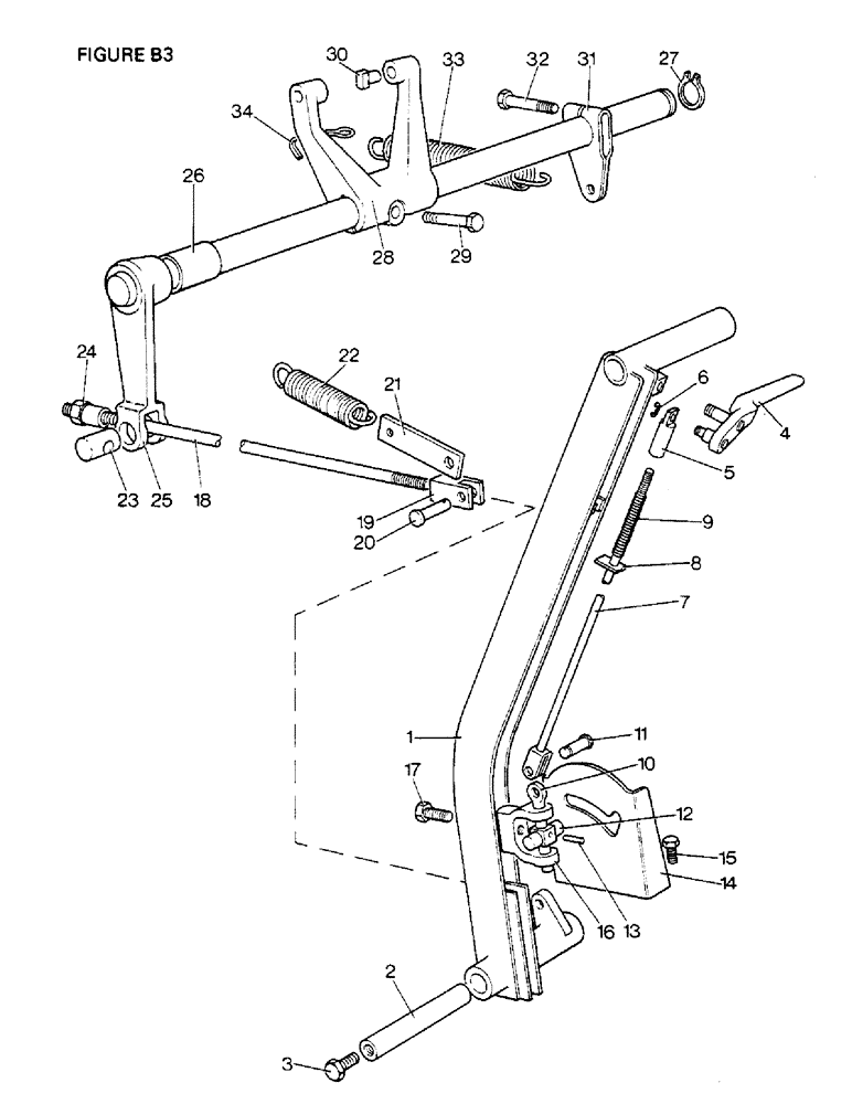 Схема запчастей Case IH 1410 - (B3-1) - CLUTCH, HAND LEVER FOR PTO CLUTCH, 1410, 1412, 1412G (03.1) - CLUTCH