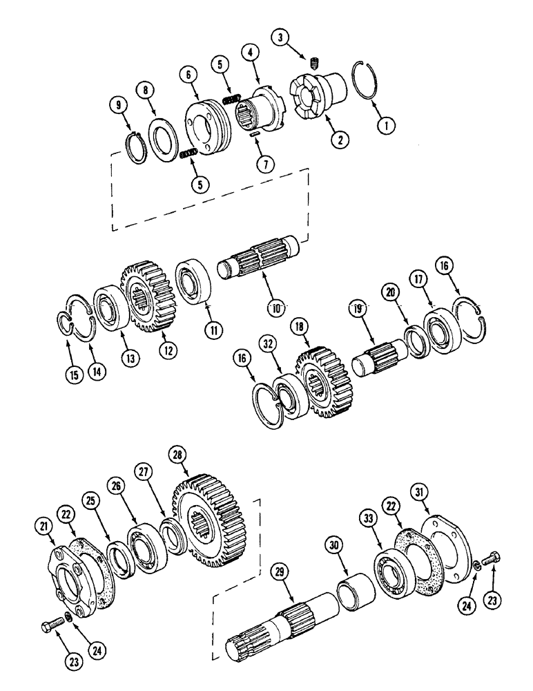 Схема запчастей Case IH 1594 - (6-208) - TRANSFER GEARBOX GEARS AND SHAFTS, MFD - SYNCHROMESH (06) - POWER TRAIN