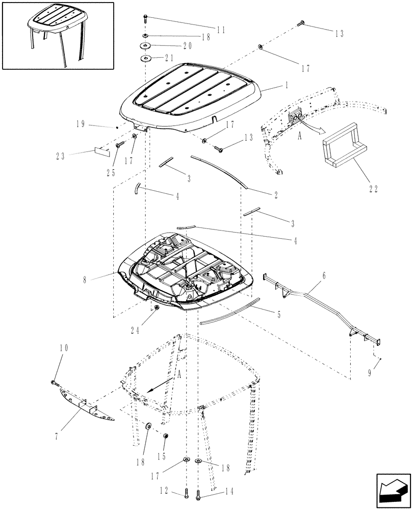 Схема запчастей Case IH WDX1902 - (10.02[1]) - CAB ROOF (10) - OPERATORS PLATFORM/CAB