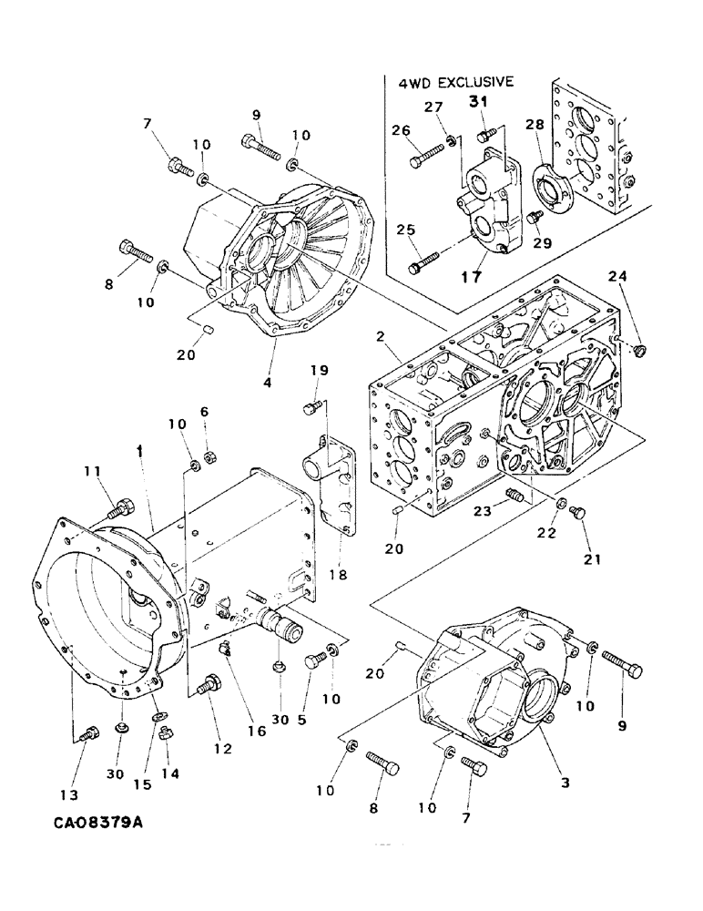 Схема запчастей Case IH 234 - (07-20) - DRIVE TRAIN, CLUTCH, TRANSMISSION, DIFFERENTIAL AND REAR AXLE HOUSINGS, 234 (04) - Drive Train