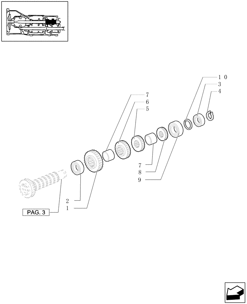 Схема запчастей Case IH JX1090U - (1.28.1[04]) - TRANSMISSION GEARS - GEARS (03) - TRANSMISSION