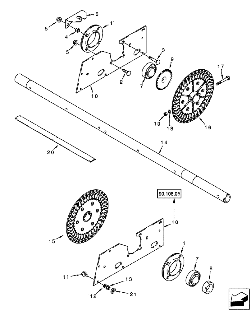 Схема запчастей Case IH 2577 - (74.130.04) - CLEANING FAN - SHAFT AND SUPPORTS (74) - CLEANING