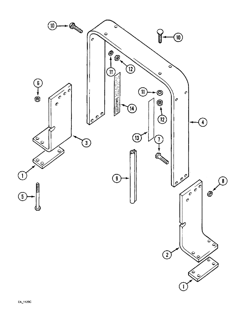 Схема запчастей Case IH 4240 - (9-092) - ROLL OVER PROTECTION FRAME, TWO POST ROPS (09) - CHASSIS/ATTACHMENTS