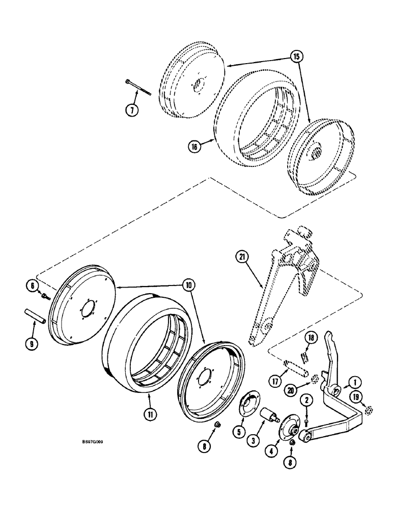 Схема запчастей Case IH 900 - (9-180) - DUAL GAUGE WHEEL ATTACHMENT (09) - CHASSIS/ATTACHMENTS