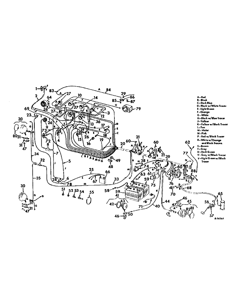 Схема запчастей Case IH 815 - (G-06) - ELECTRICAL SYSTEM, WIRING DIAGRAM, BASIC, DIESEL ENGINE SERIAL NO. 1972 AND BELOW (06) - ELECTRICAL SYSTEMS