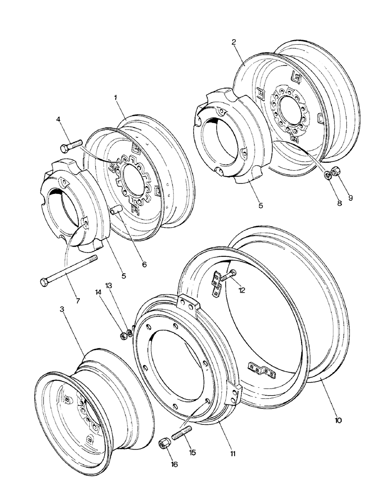 Схема запчастей Case IH 1690 - (T04-1) - FRONT WHEELS AND BALLAST WEIGHTS, MFD, 2WD (11) - WHEELS & WEIGHTS