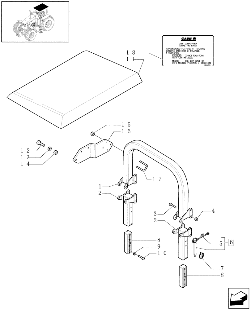 Схема запчастей Case IH MXU115 - (1.87.7) - (VAR.801) COLLAPSIBLE ROPS AND CANOPY (08) - SHEET METAL