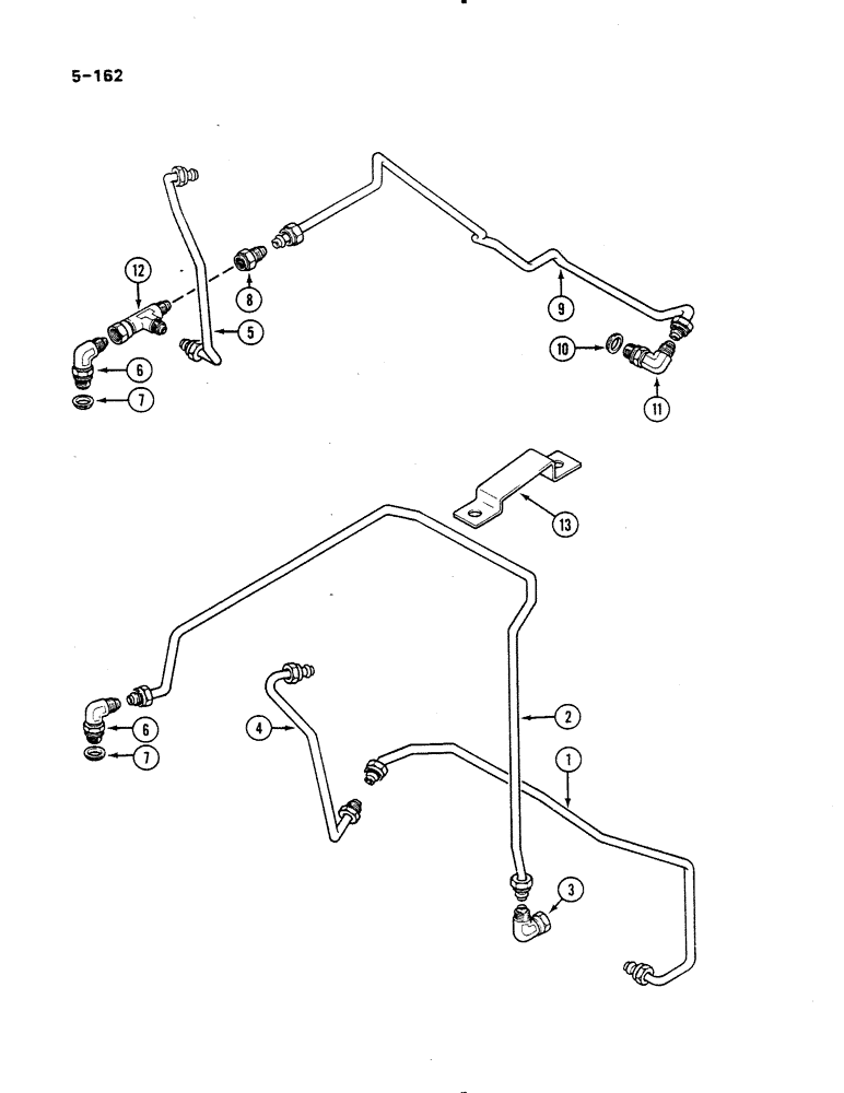 Схема запчастей Case IH 485 - (5-162) - STEERING PIPES REAR, 4 WHEEL DRIVE, MFD TRACTORS, P.I.N. 18001 AND AFTER (05) - STEERING