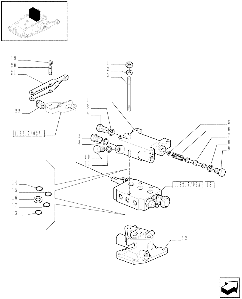 Схема запчастей Case IH JX1060C - (1.82.7/03[01]) - (VAR.026) 1 REMOTE VALVE FOR MID-MOUNT AND MDC - REMOTE VALVES - C5484 (07) - HYDRAULIC SYSTEM