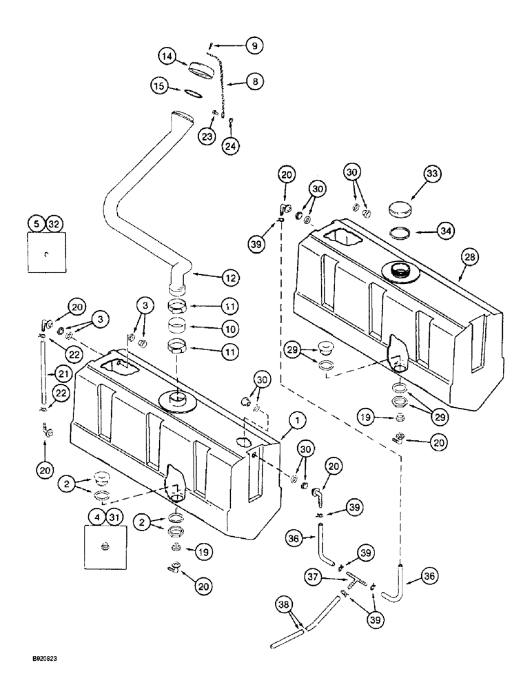 Схема запчастей Case IH 2044 - (9B-04) - WATER TANK, 2044 COTTON PICKER (14) - WATER SYSTEM