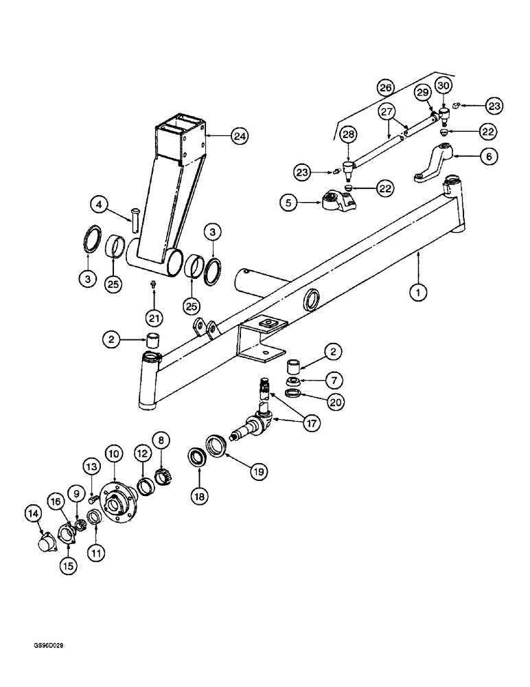 Схема запчастей Case IH 1400 - (5-12) - STEERING AXLE - FIXED, SERIAL NUMBERS 500 THROUGH 763 (04) - STEERING