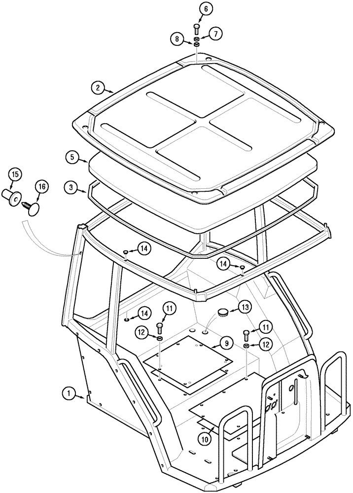 Схема запчастей Case IH CX90 - (09-20) - ROLL OVER PROTECTION FRAME (09) - CHASSIS/ATTACHMENTS