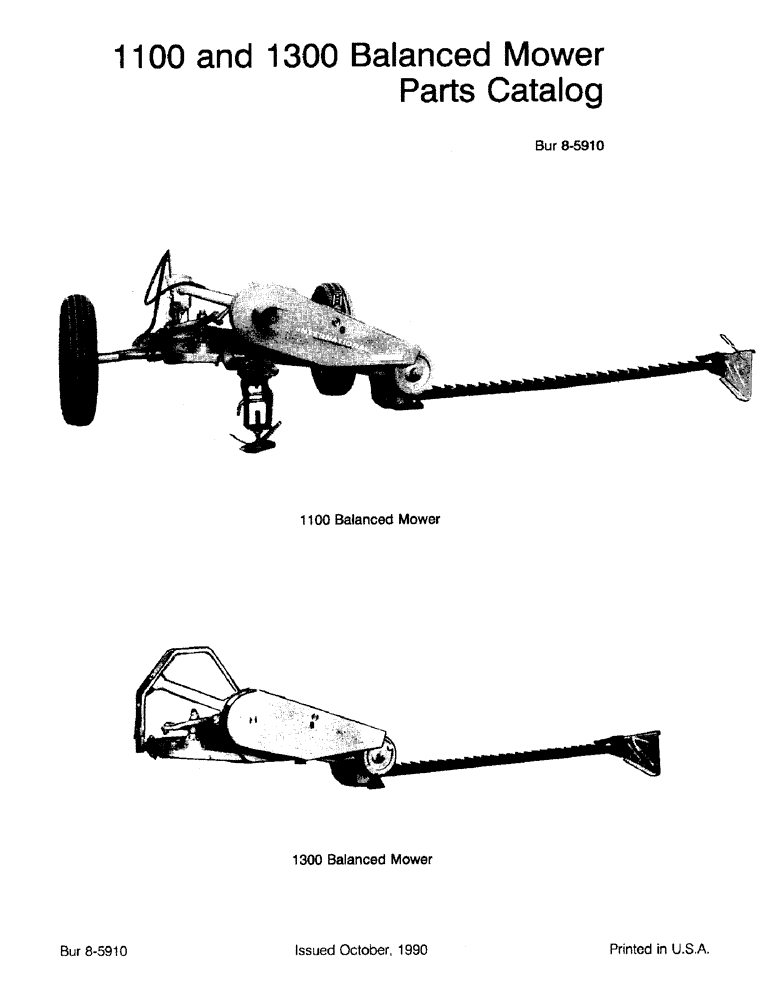 Схема запчастей Case IH 1100 - (1-1) - 1100 AND 1300 BALANCED MOWER, PARTS CATALOG (00) - PICTORIAL INDEX