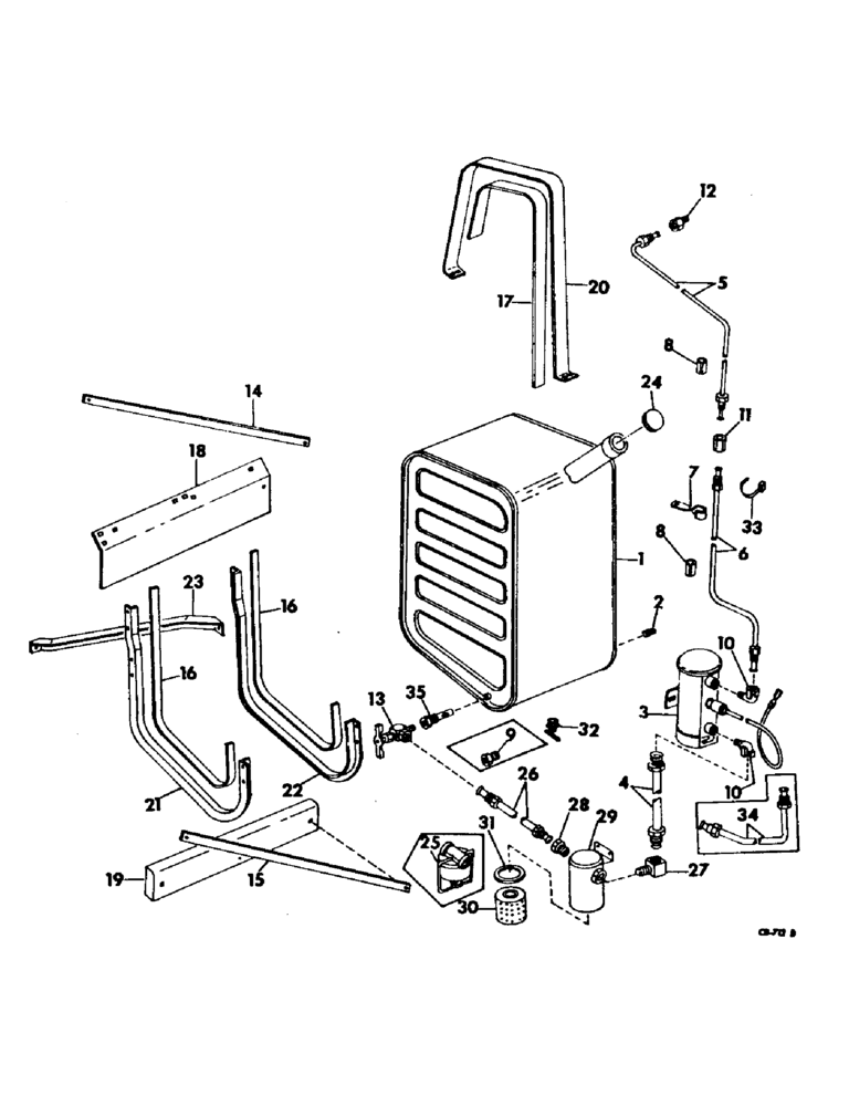 Схема запчастей Case IH 915 - (E-14) - FUEL SYSTEM, FUEL TANK, PUMP, SUPPORTS TUBES AND FUEL STRAINER, GASOLINE ENGINE (02) - FUEL SYSTEM