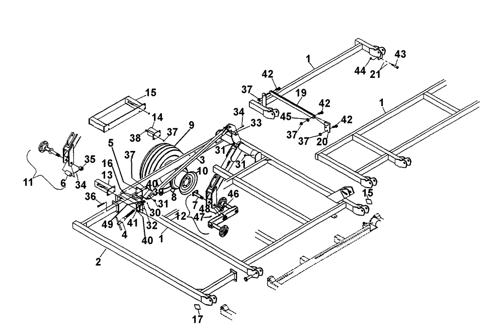 Схема запчастей Case IH TIGER-MATE - (09-02) - WING FRAME (09) - CHASSIS/ATTACHMENTS