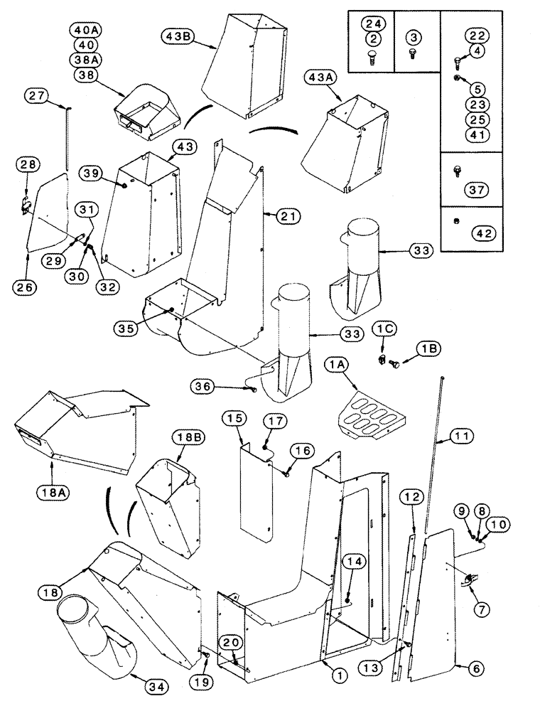 Схема запчастей Case IH 2555 - (09C-03) - DRUM OUTLETS FRONT AND REAR JJC0157150- (15) - HANDLING SYSTEM