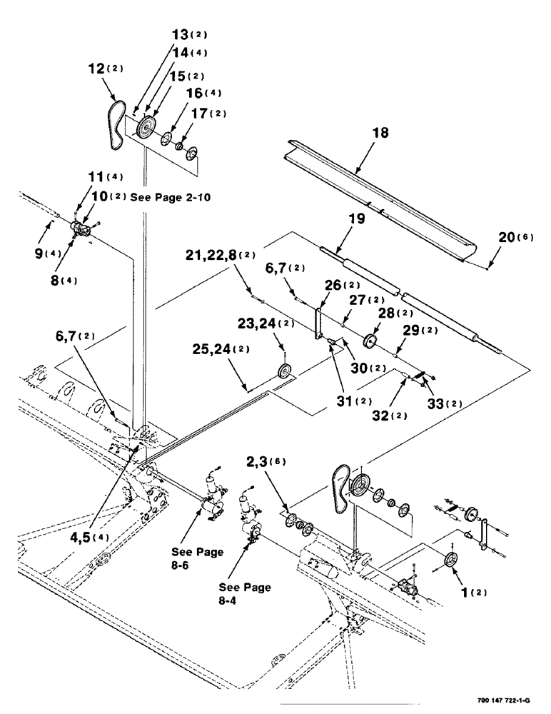 Схема запчастей Case IH 425 - (2-08) - REEL AND DRAPER DRIVE ASSEMBLIES (58) - ATTACHMENTS/HEADERS