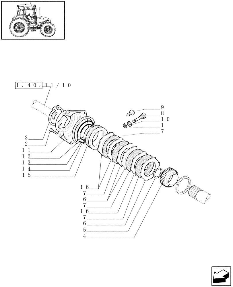 Схема запчастей Case IH JX80 - (1.40.11/09) - (VAR.385) STANDARD FRONT AXLE W/LIMITED SLIP DIFF, W/ FRONT BRAKES (40KM/H) - FRONT BRAKE DISCS (04) - FRONT AXLE & STEERING