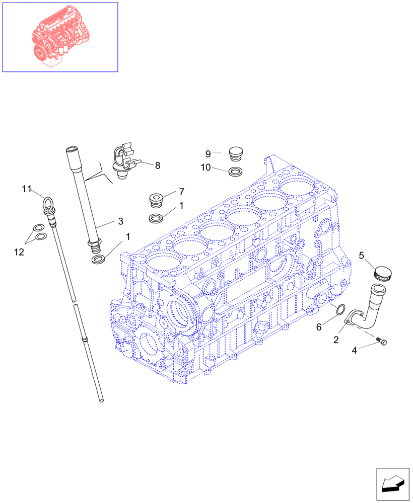 Схема запчастей Case IH STEIGER 435 - (02-55) - OIL DIPSTICK, STEIGER 385 / 435 (02) - ENGINE