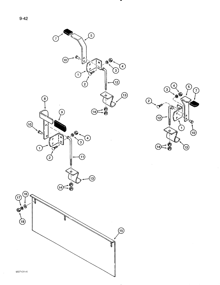 Схема запчастей Case IH 8500 - (9-042) - FERTILIZER DROP BOTTOM LEVERS AND ACCESS PANELS (09) - CHASSIS/ATTACHMENTS