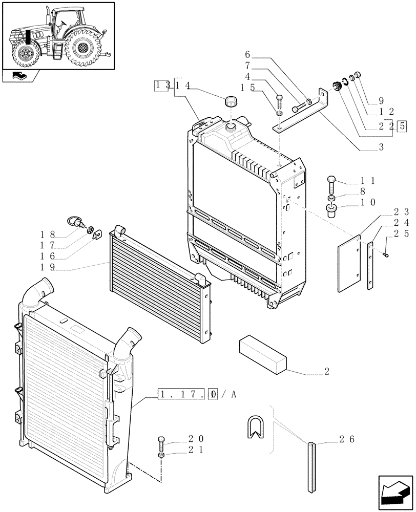 Схема запчастей Case IH MAXXUM 110 - (1.17.0) - RADIATOR, COOLING SYSTEM & RELATED PARTS (02) - ENGINE EQUIPMENT