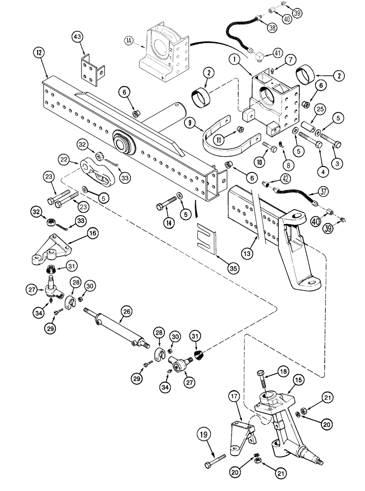 Схема запчастей Case IH 2377 - (05-05) - AXLE, ADJUSTABLE STEERING, SINGLE CYLINDER (04) - STEERING