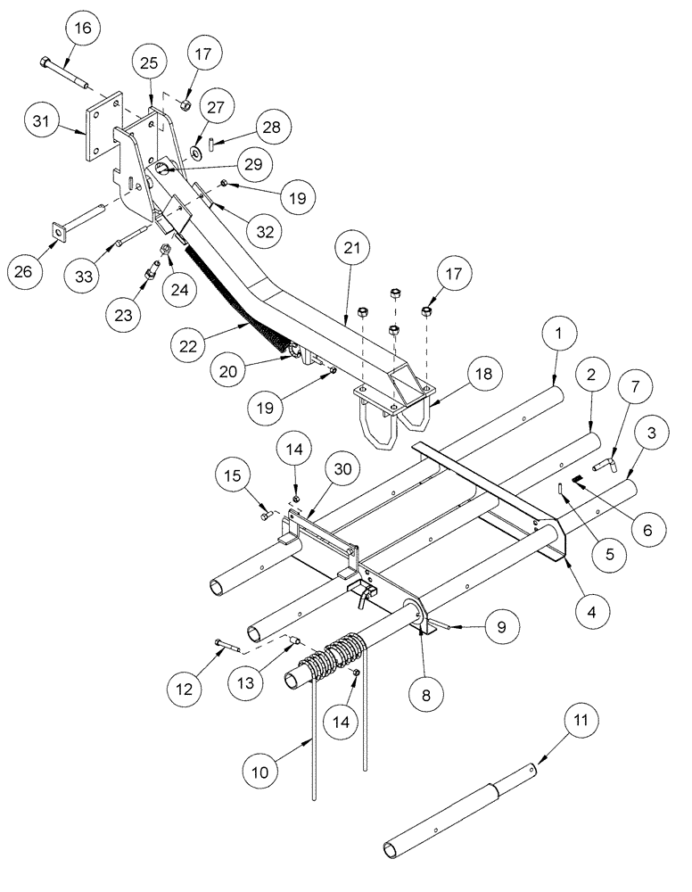 Схема запчастей Case IH ATX - (10-44) - THREE BAR HARROW (09) - CHASSIS/ATTACHMENTS