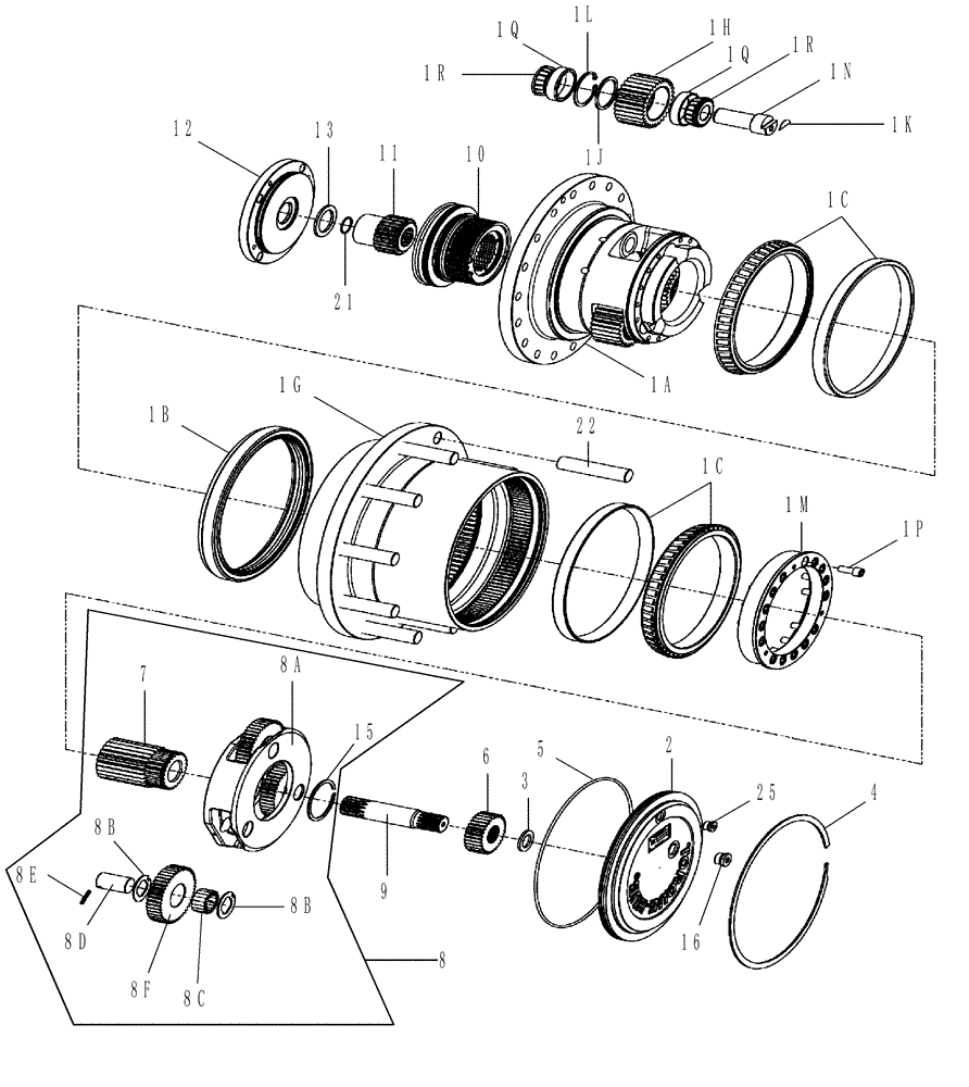 Схема запчастей Case IH 3210 - (05-003) - GEARBOX, PLANETARY 28:1 Hub, Wheel & Tires