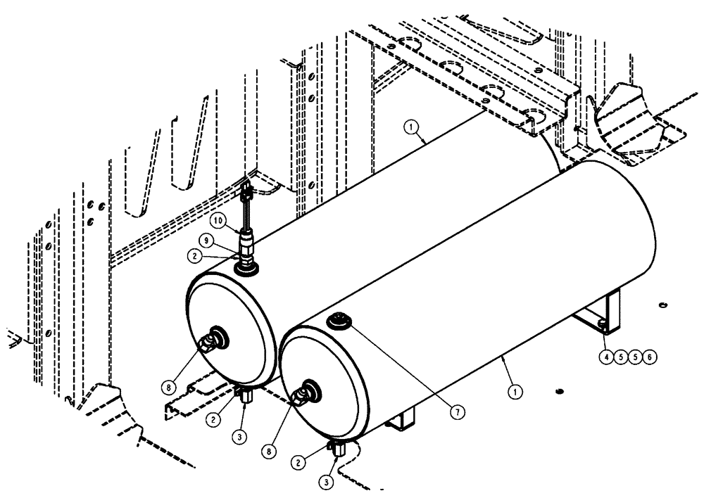 Схема запчастей Case IH FLX3010 - (07-012) - PRIMARY/SECONDARY AIR TANK GROUP Pneumatics