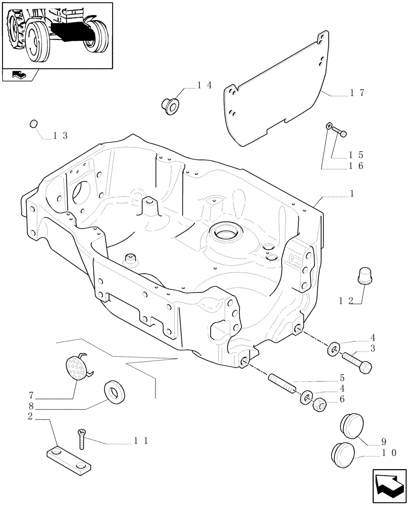 Схема запчастей Case IH PUMA 115 - (1.21.1[01]) - 4WD SUPPORT FOR FRONT AXLE (04) - FRONT AXLE & STEERING