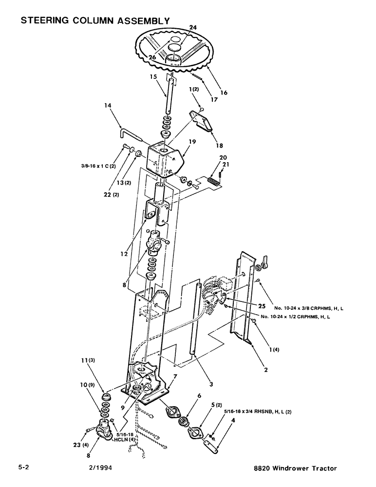 Схема запчастей Case IH 8820 - (5-02) - STEERING COLUMN ASSEMBLY (05) - STEERING