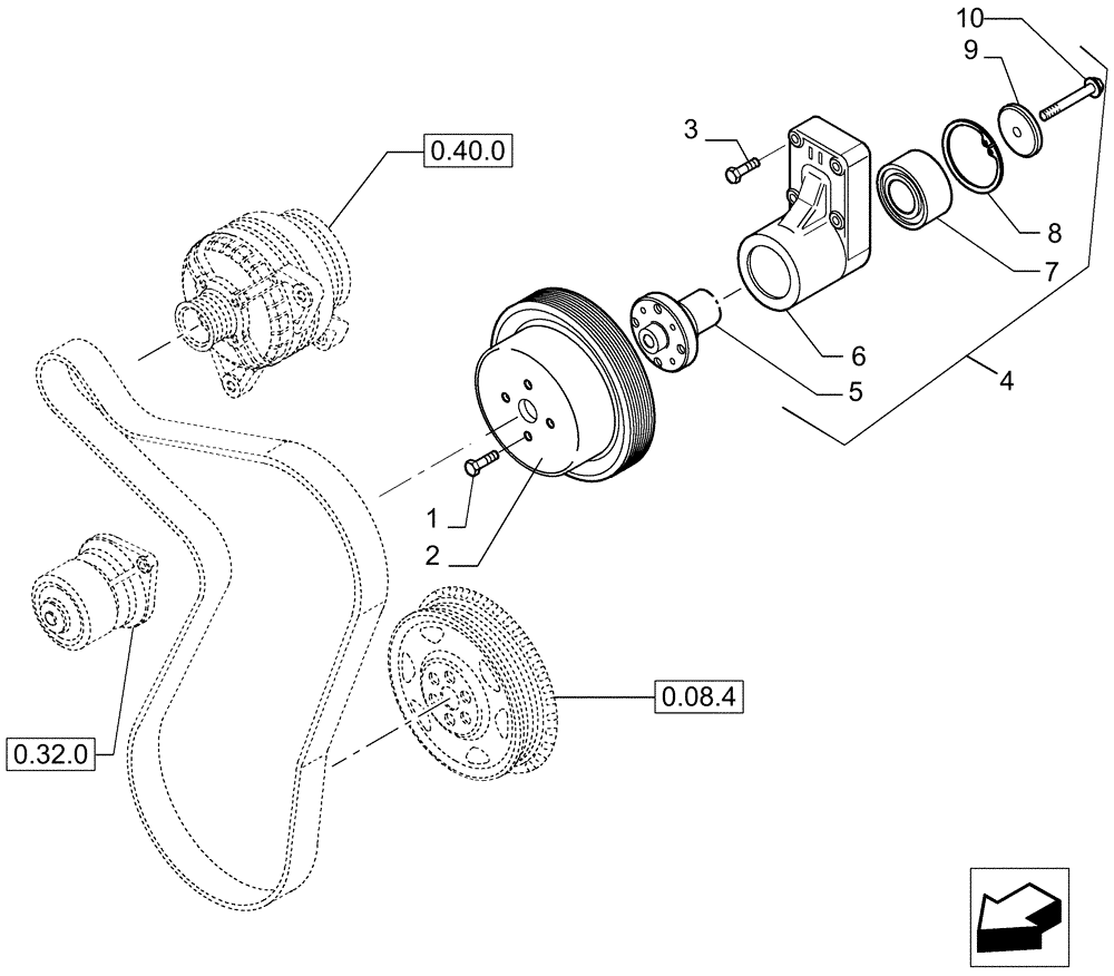 Схема запчастей Case IH P110 - (0.34.5[01]) - FAN DRIVE (02) - ENGINE