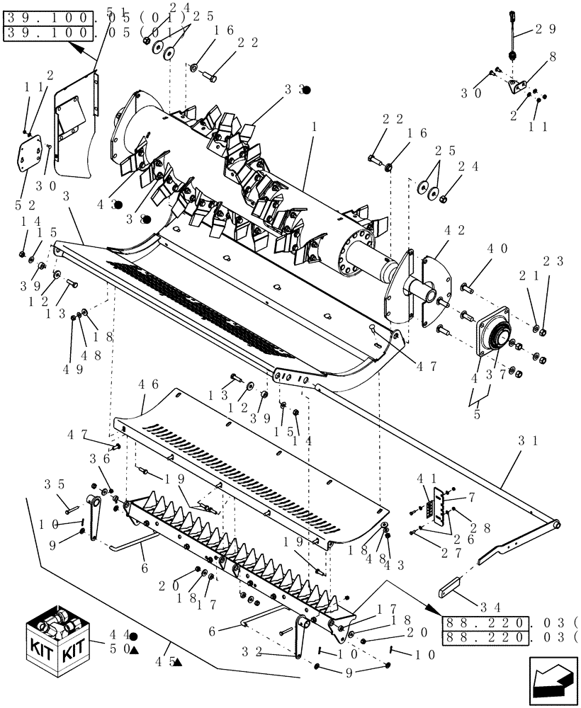 Схема запчастей Case IH 9010 - (88.210.10[02]) - STRAW CHOPPER, STANDARD AND FINE, NA ONLY - PIN HAJ203154 & AFTER - 7010/8010 (88) - ACCESSORIES