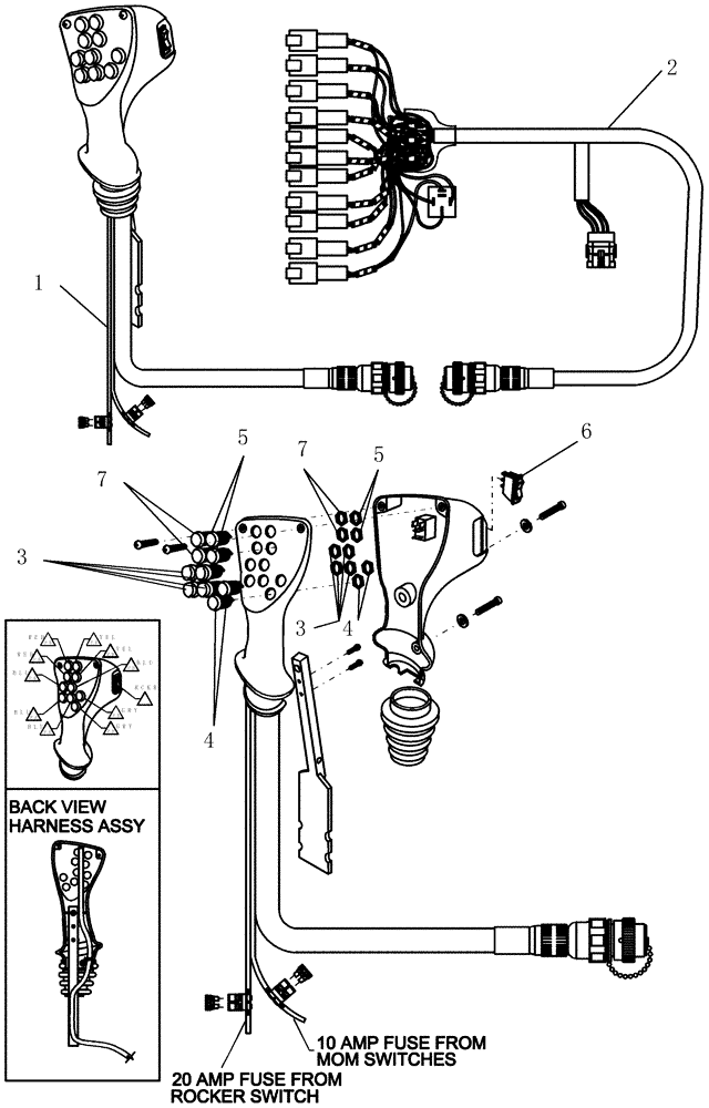 Схема запчастей Case IH SRX160 - (H.20.G[01]) - ELECTRICAL - ASSEMBLY, HYDRAULIC 10 SWITCH JOYSTICK SUSPENDED BOOM H - Working Arm