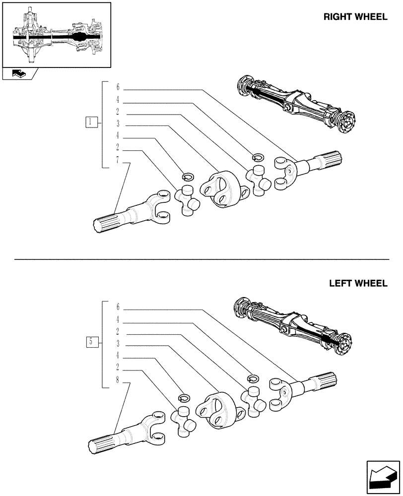 Схема запчастей Case IH FARMALL 105U - (1.40.0/10A) - FRONT AXLE - HALF-SHAFTS (04) - FRONT AXLE & STEERING