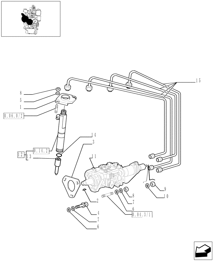 Схема запчастей Case IH JX80 - (0.14.0/01[01]) - INJECTION PUMP (01) - ENGINE