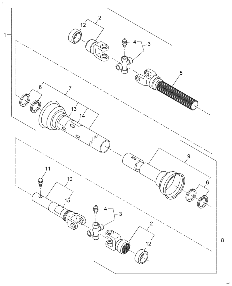 Схема запчастей Case IH DC132 - (01.01[02]) - PRIMARY PTO, SWIVEL TONGUE, 2 POINT HITCH (01) - PTO DRIVE SHAFT