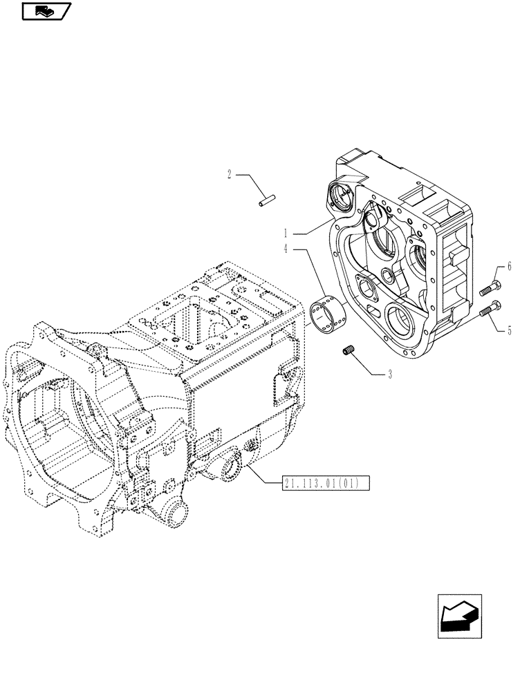 Схема запчастей Case IH MAGNUM 210 - (21.113.01) - SPACER, WITH POWERSHIFT TRANSMISSION (21) - TRANSMISSION