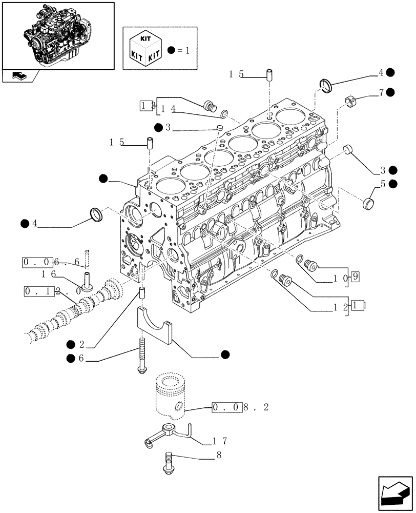 Схема запчастей Case IH F4GE9684R J600 - (0.04.0[01]) - CRANKCASE (504057569) 